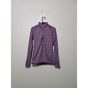 Athleta Mendoza Purple Space Dye 1/4 Zip Pullover Women's Small Athletic Yoga